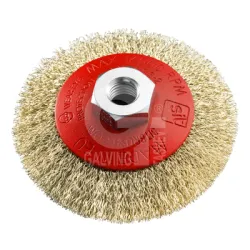 Четка SIT за ъглошлайф  дискова, M14, от стоманена тел с месинг, ф 120х35 мм, 0112