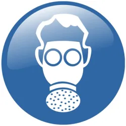 Знак Totem лепенка задължителен Трябва да се носи защита на дихателните пътища ф 150 мм Знак Totem лепенка задължителен Трябва да се носи защита на дихателните пътища ф 150 мм