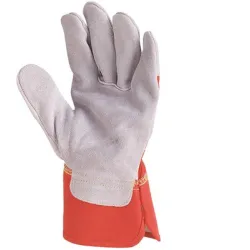 Ръкавици Eurotechnique докерски от телешки велур и плат размер 10, червени, 155