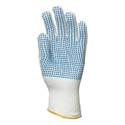 Ръкавици Eurotechnique плетени с PVC пъпки полиамидни размер 9, бяло и синьо, 4369