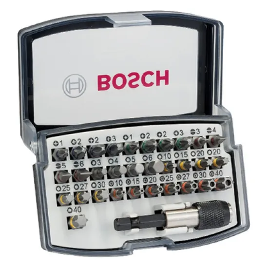 Накрайник бит Bosch комплект PH/PZ/SB/TX/SW с магнитен държач 1/4