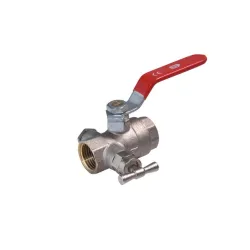 Кран Ferro сферичен метален с изпразнител 1, резба Ж <> резба Ж, KPO