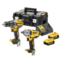 Комплект DeWALT акумулаторни инструменти   с 2 батерии и зарядно, DCD791, DCF894, 18 V, 5 Ah DCK2077P2T