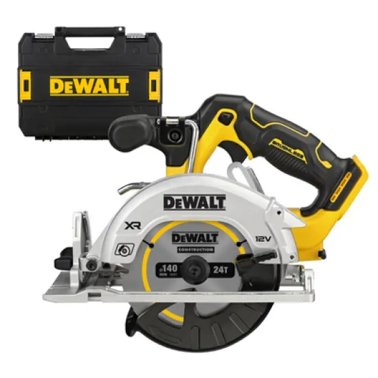 Акумулаторен ръчен циркуляр DeWALT  без батерия и зарядно, 12 V, ф 140 мм, 3600 об./мин, 50 °, DCS512NT