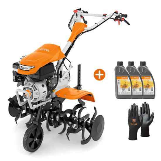 Мотофреза STIHL бензинова 5.2 kW, 7.1 к.с., 252 см3, 1200 мм, 3600 об./мин МН 700 + Ръкавици топени в нитрил размер XL, черни Function SensoTouch + 3бр. Масло STIHL четиритакт