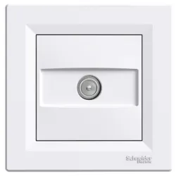 Розетка Schneider Electric за кабелна телевизия краен с механизъм и монтажна рамка скрит монтаж, 20 IP, бял, Asfora