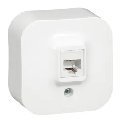 Розетка Legrand за компютърна мрежа единичен с механизъм и монтажна рамка открит монтаж, 20 IP, бял, Forix
