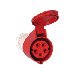 Контакт Elmark промишлен трифазен, противовлажен 32 A, 250-400V, 3P+N+E, 44 IP, червен, HT Контакт Elmark промишлен трифазен, противовлажен 32 A, 250-400V, 3P+N+E, 44 IP, червен, HT