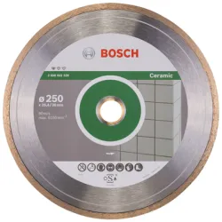 Диск Bosch диамантен за сухо и мокро рязане на керамични плочки 250x25.4x1.6 мм, 7 мм, Standard for Ceramic Диск Bosch диамантен за сухо и мокро рязане на керамични плочки 250x25.4x1.6 мм, 7 мм, Standard for Ceramic