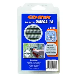 Скоби Edma за клещи за връзване на огради галванизирани 2500 бр., ф 1.3х16 мм, Omega 16 Скоби Edma за клещи за връзване на огради галванизирани 2500 бр., ф 1.3х16 мм, Omega 16
