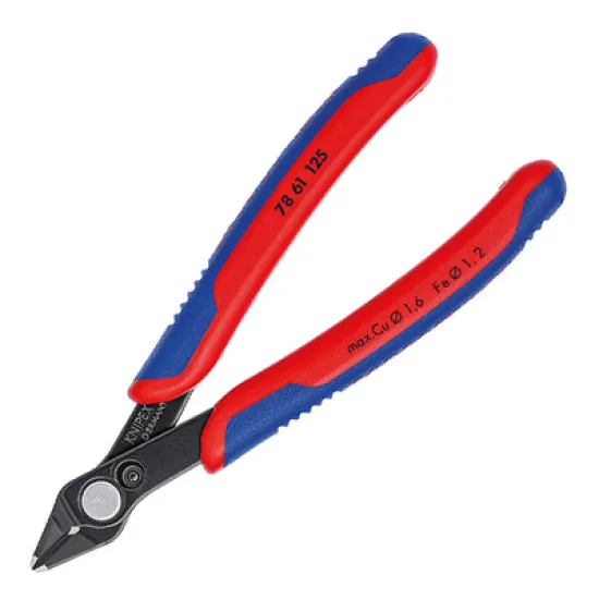 Клещи Knipex резачки за електроника странични, с изолация 125 мм, 0.2-1.6 мм, Super Knips