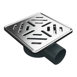 Сифон Akvo подов със странично оттичане пластмасов, с воден затвор и клапа 150x150 мм, ф 50 мм, квадратна решетка