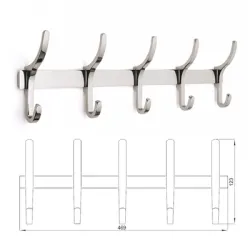 Закачалка Umut Kulp за дрехи  469х123 мм, инокс, OVAL ASK Закачалка Umut Kulp за дрехи  469х123 мм, инокс, OVAL ASK