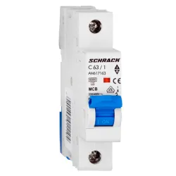 Прекъсвач Schrack Technik автоматичен еднополюсен за DIN шина 63 A, 230 V, 6 kA, крива C, 1P, Amparo Прекъсвач Schrack Technik автоматичен еднополюсен за DIN шина 63 A, 230 V, 6 kA, крива C, 1P, Amparo