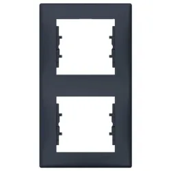 Рамка Schneider Electric декоративна за ключове и контакти 2 модула, вертикална, графит, Sedna