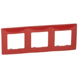 Рамка Legrand декоративна за ключове и контакти 3 модула, червена, Niloe