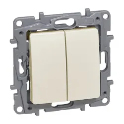Ключ Legrand електрически интериорен сериен скрит монтаж, сх. 5, 10 A, крем, Niloe