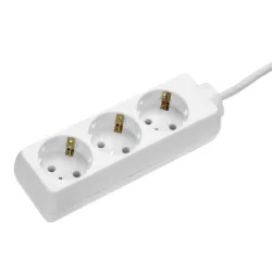 Разклонител as - Schwabe електрически с кабел 3 гнезда, 1.4 м, 3x1.5 мм2, ШВПС-В / H05VV-F, бял