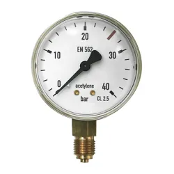 Манометър GCE за ацетилен радиален ф 63 мм, 0-25 bar, M12x1.5 Манометър GCE за ацетилен радиален ф 63 мм, 0-25 bar, M12x1.5