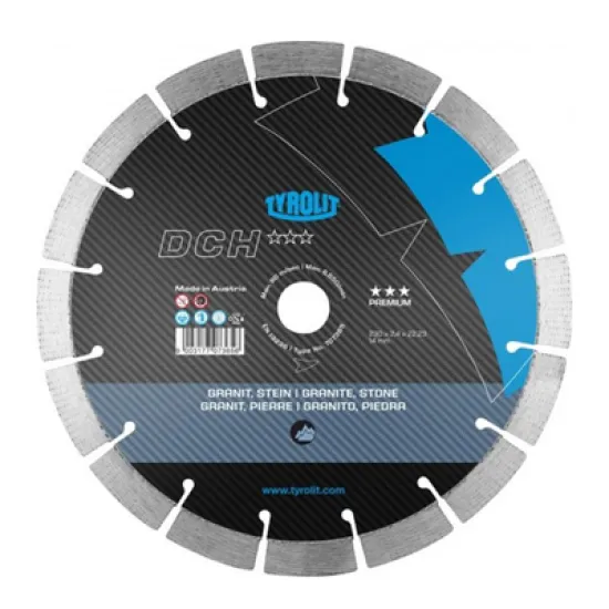Диск Tyrolit диамантен за сухо рязане на гранит, мрамор и скални материали 230x22.23x2.4 мм, 14 мм, Premium*** DCH