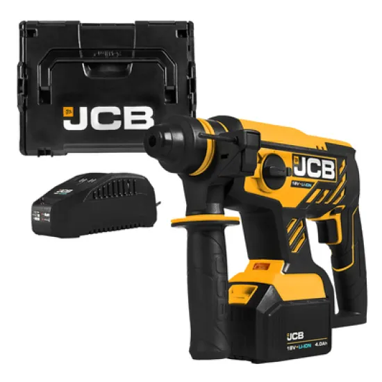 Перфоратор JCB акумулаторен безчетков SDS-plus, 18 V, 4 Ah, 1.7 J, JCB-18BLRH-4X-E