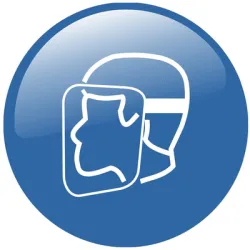 Знак Totem лепенка задължителен Трябва да се носят защитни средства за лицето ф 150 мм Знак Totem лепенка задължителен Трябва да се носят защитни средства за лицето ф 150 мм