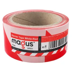 Лента Magus сигнално-маркировъчна полиетиленова 70 мм, 100 м, червено и бяло