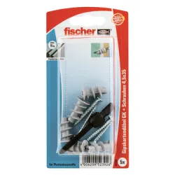 Дюбел Fischer пластмасов спираловиден за гипскартон, 5 бр./блистер 13x22 мм, GK S