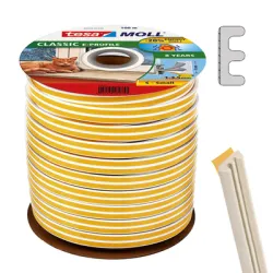 Лента Tesa уплътнителна за дограма, E-образна гума, 9 мм, 100 м, бяла, Тesamoll Лента Tesa уплътнителна за дограма, E-образна гума, 9 мм, 100 м, бяла, Тesamoll