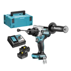 Акумулаторна бормашина Makita ударна  с 2 батерии и зарядно, 18 V, 5 Ah, 130 Nm, 0-550/0-2100 об./мин, 1.5-13 мм, DHP486RTJ