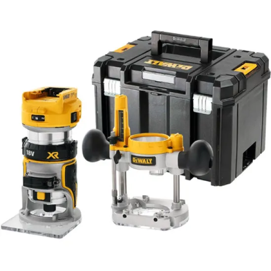 Оберфреза DeWALT ръчна акумулаторна комбинирана   без батерия и зарядно, 18 V, 16 000-25 500 об./мин, ф 6.35 мм DCW604NT