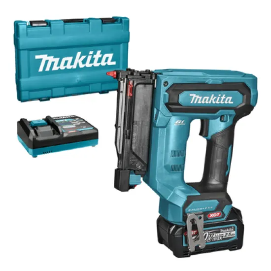 Такер Makita акумулаторен за гвоздеи   с 1 батерия и зарядно, 40 V, 2.5 Ah, 23GA, 15-35 мм PT001GD101