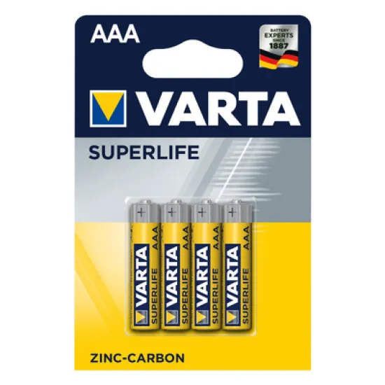 Батерия Varta кръгла цинкова 1.5 V, AAA/LR03, 4 бр., Superlife