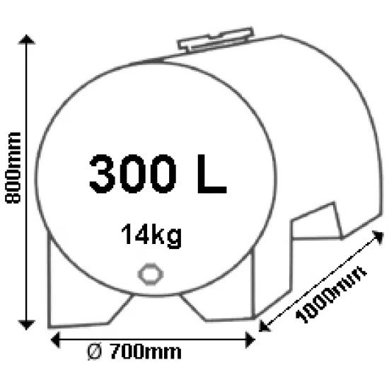 Контейнер Techno-Plast за нафта хоризонтален PE ф 700х800х1000 мм, 300 л