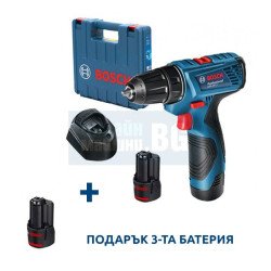 Акумулаторен винтоверт Bosch GSR 120-LI, 12 V, 30 Nm, с 2 батерии, зарядно и куфар Акумулаторен винтоверт Bosch GSR 120-LI, 12 V, 30 Nm, с 2 батерии, зарядно и куфар