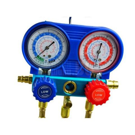 Комплект манометри за зареждане на фреон R410A, R134a, R404A GEKO G02670, блок за зареждане, проверка и тест на климатици Комплект манометри за зареждане на фреон R410A, R134a, R404A GEKO G02670, блок за зареждане, проверка и тест на климатици
